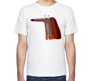 Такса в ошейнике мужская футболка с коротким рукавом (цвет: белый)