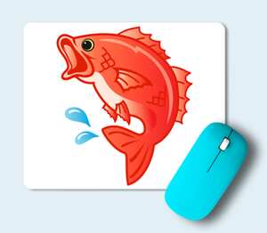 Красная рыба коврик для мыши прямоугольный (цвет: белый)