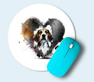 Собака в сердечке коврик для мыши круглый (цвет: белый)