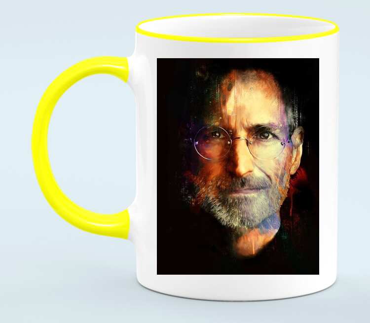 Стив Джобс кружка с кантом (цвет: белый + желтый)