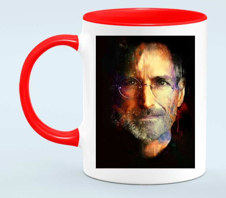 Стив Джобс кружка двухцветная (цвет: белый + красный)