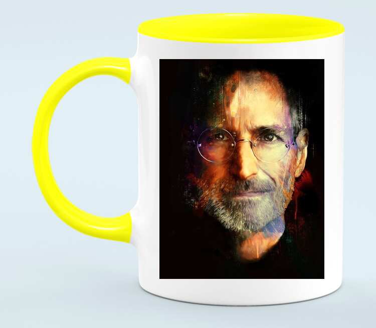 Стив Джобс кружка двухцветная (цвет: белый + желтый)