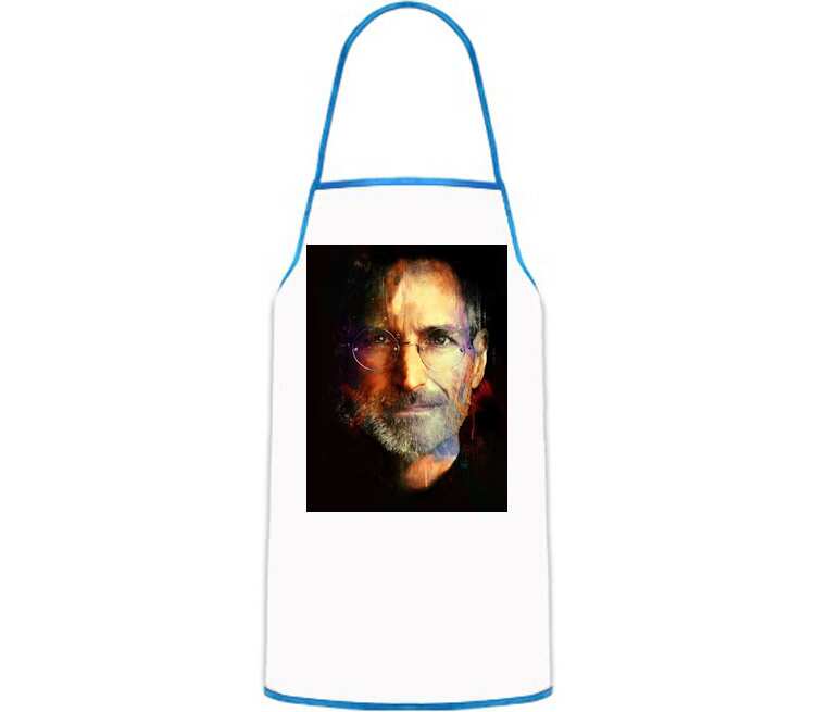 Стив Джобс кухонный фартук (цвет: белый + синий)