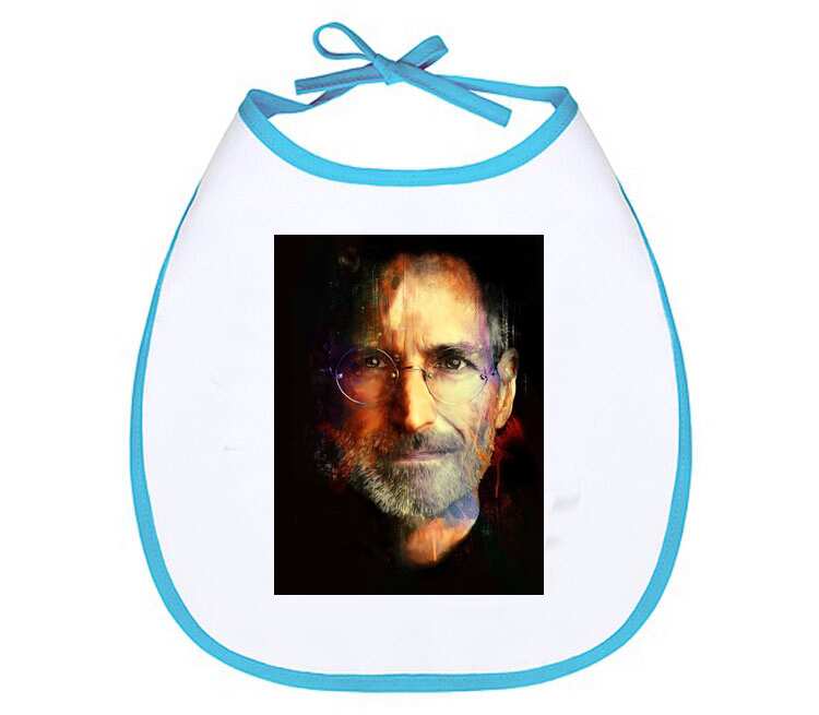 Стив Джобс слюнявчик (цвет: белый + синий)