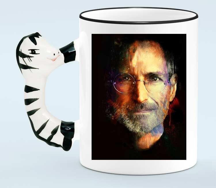 Стив Джобс кружка с ручкой в виде зебры (цвет: белый + черный)