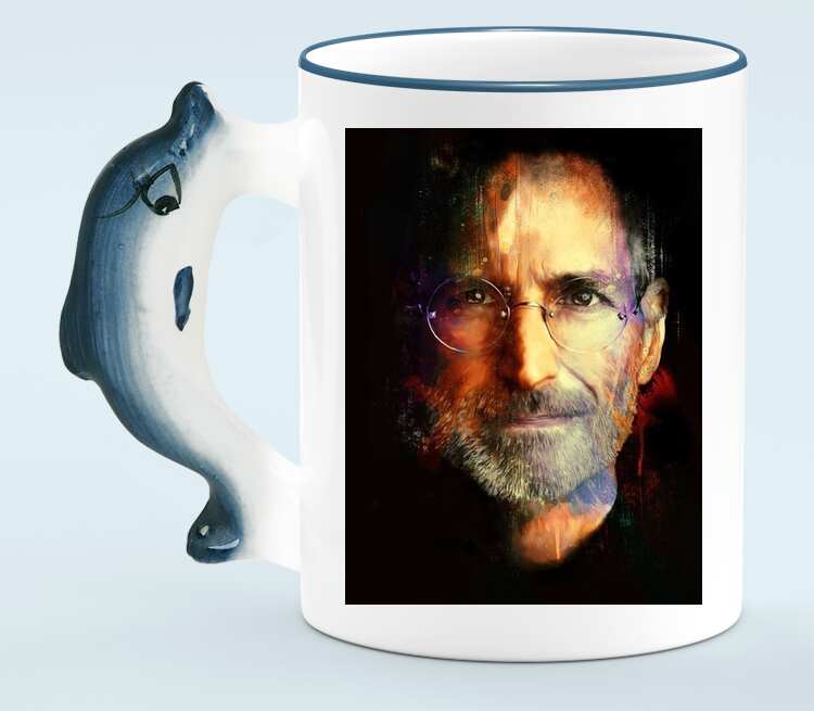 Стив Джобс кружка с ручкой в виде дельфина (цвет: белый + синий)