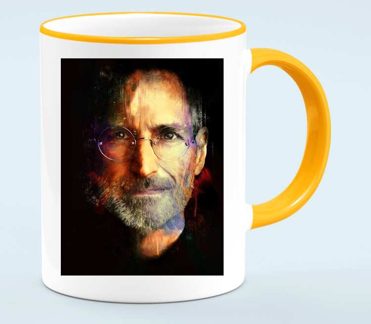 Стив Джобс кружка с кантом (цвет: белый + оранжевый)