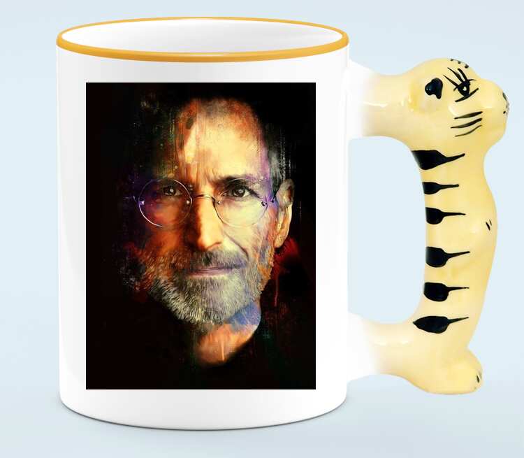 Стив Джобс кружка с ручкой в виде тигра (цвет: белый + оранжевый)