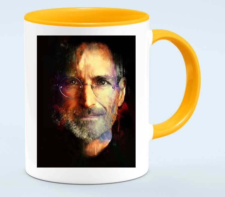 Стив Джобс кружка двухцветная (цвет: белый + оранжевый)