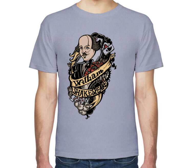 Уильям Шекспир мужская футболка с коротким рукавом (цвет: голубой меланж)