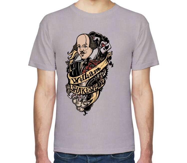 Уильям Шекспир мужская футболка с коротким рукавом (цвет: серый меланж)