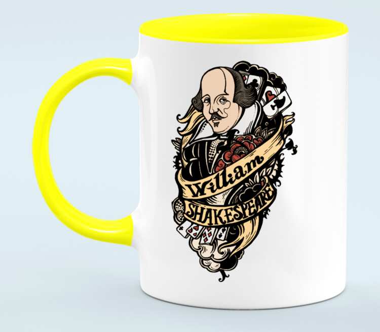 Уильям Шекспир кружка двухцветная (цвет: белый + желтый)