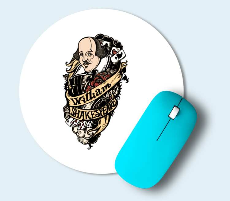 Уильям Шекспир коврик для мыши круглый (цвет: белый)
