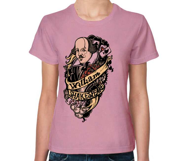 Уильям Шекспир женская футболка с коротким рукавом (цвет: розовый меланж)