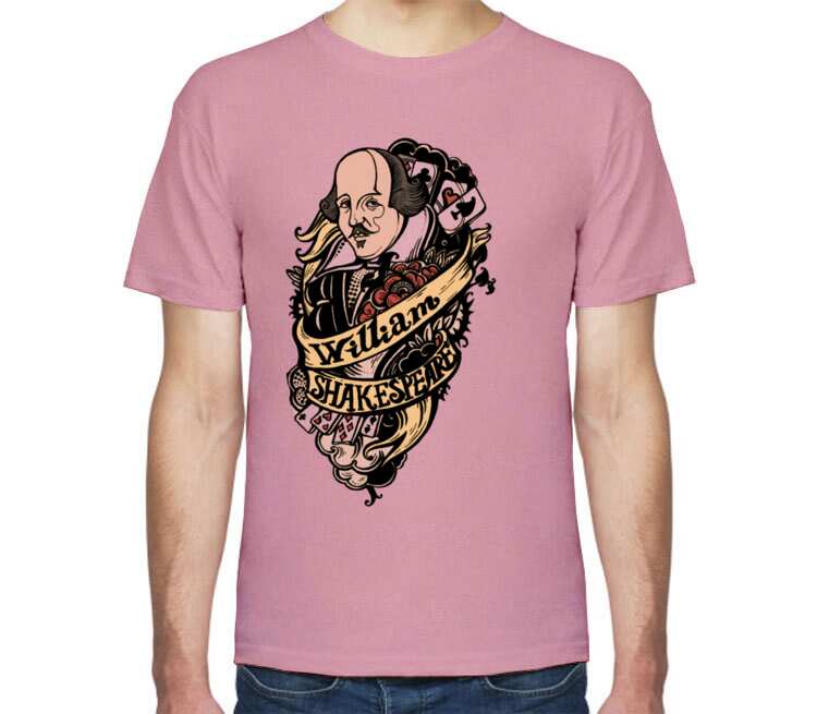 Уильям Шекспир мужская футболка с коротким рукавом (цвет: розовый меланж)