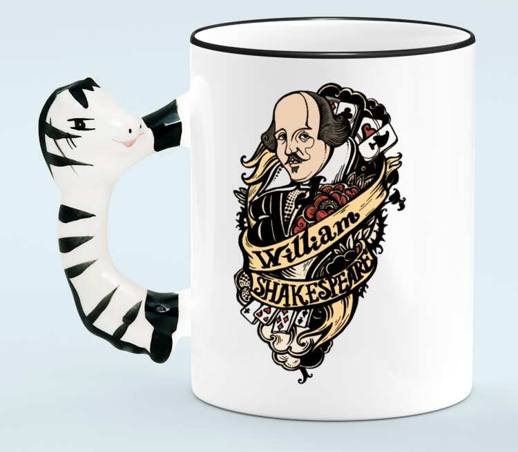 Уильям Шекспир кружка с ручкой в виде зебры (цвет: белый + черный)