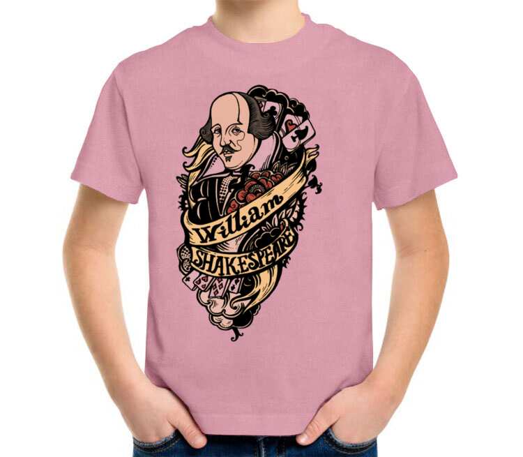 Уильям Шекспир детская футболка с коротким рукавом (цвет: розовый меланж)
