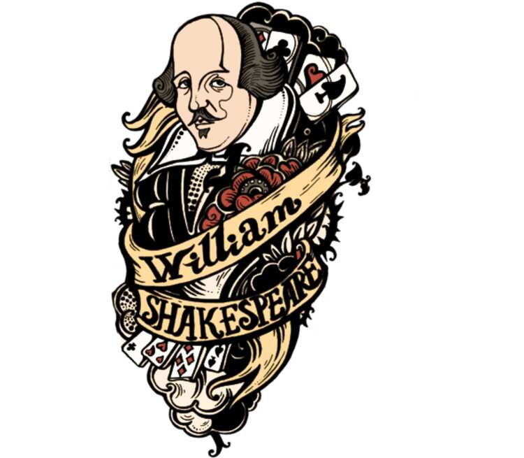 Уильям Шекспир кружка с кантом (цвет: белый + красный)