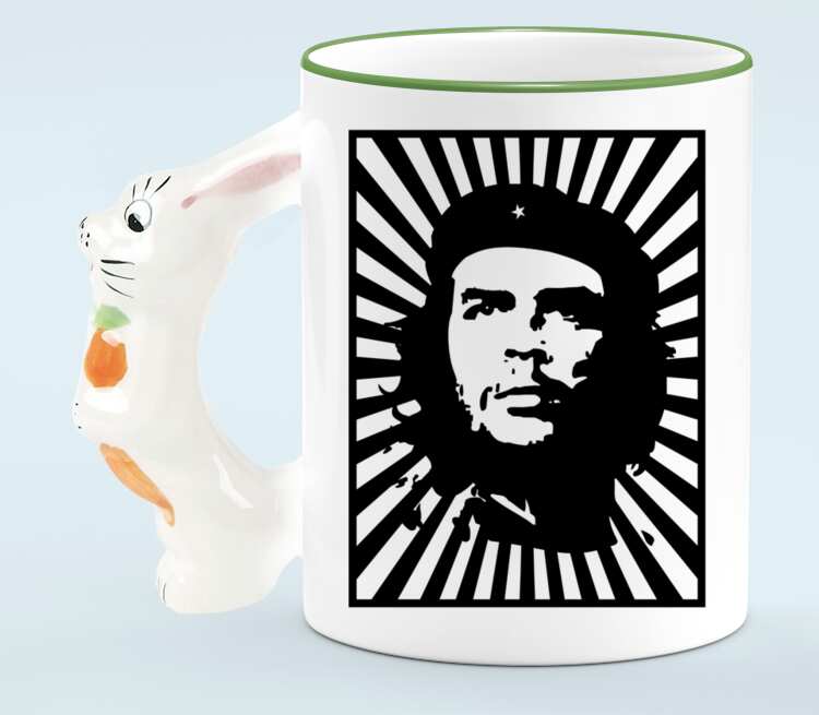 Che Guevara кружка с ручкой в виде зайца (цвет: белый + светло-зеленый)