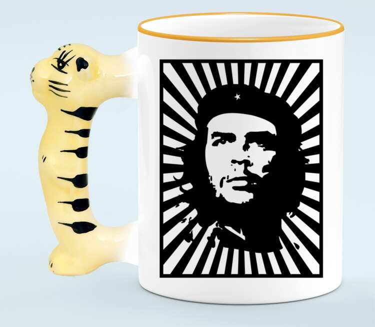 Che Guevara кружка с ручкой в виде тигра (цвет: белый + оранжевый)