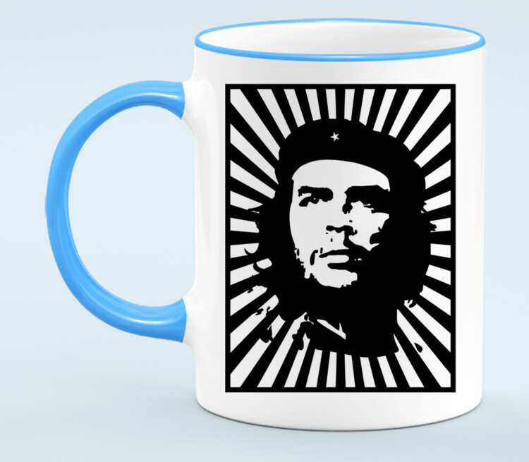 Che Guevara кружка с кантом (цвет: белый + голубой)