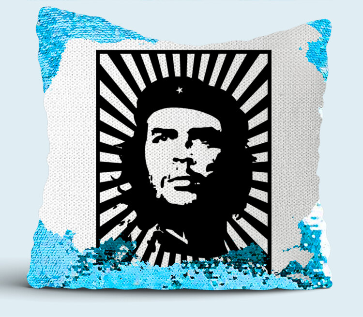 Che Guevara подушка с пайетками (цвет: белый + синий)