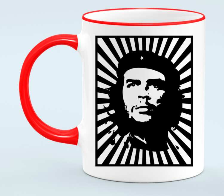 Che Guevara кружка с кантом (цвет: белый + красный)
