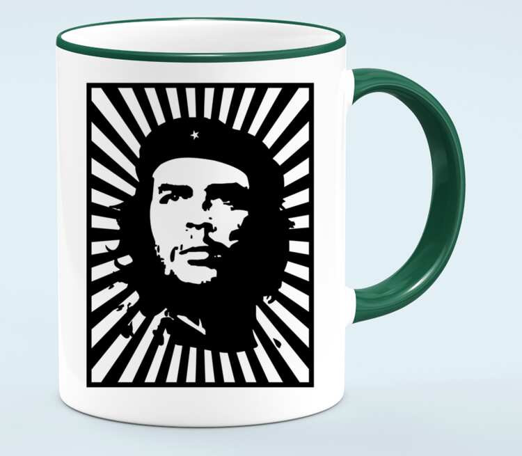Che Guevara кружка с кантом (цвет: белый + зеленый)