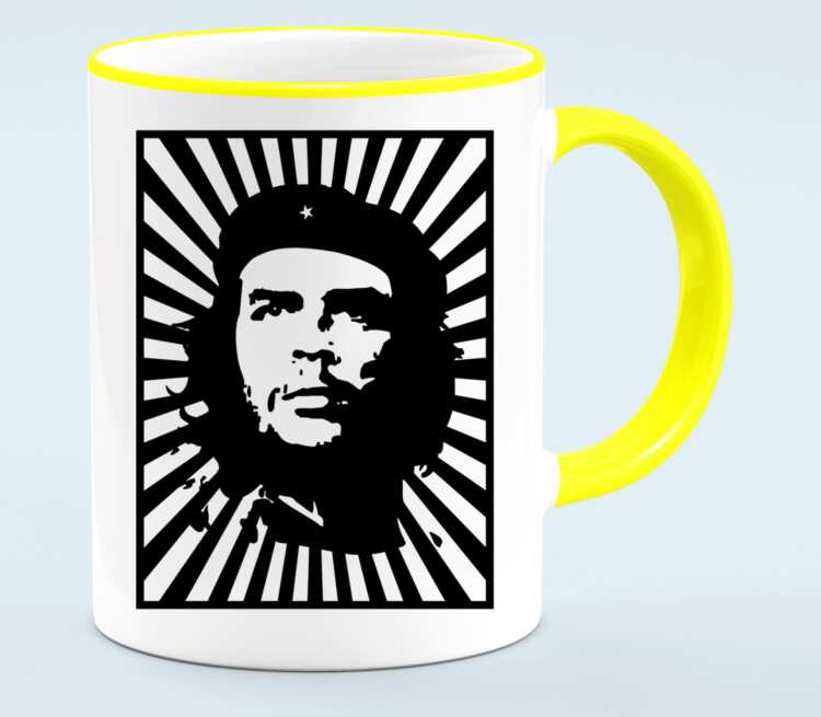 Che Guevara кружка с кантом (цвет: белый + желтый)
