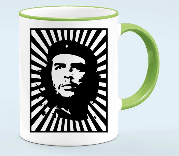 Che Guevara кружка с кантом (цвет: белый + светло-зеленый)
