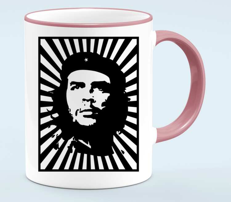 Che Guevara кружка с кантом (цвет: белый + розовый)