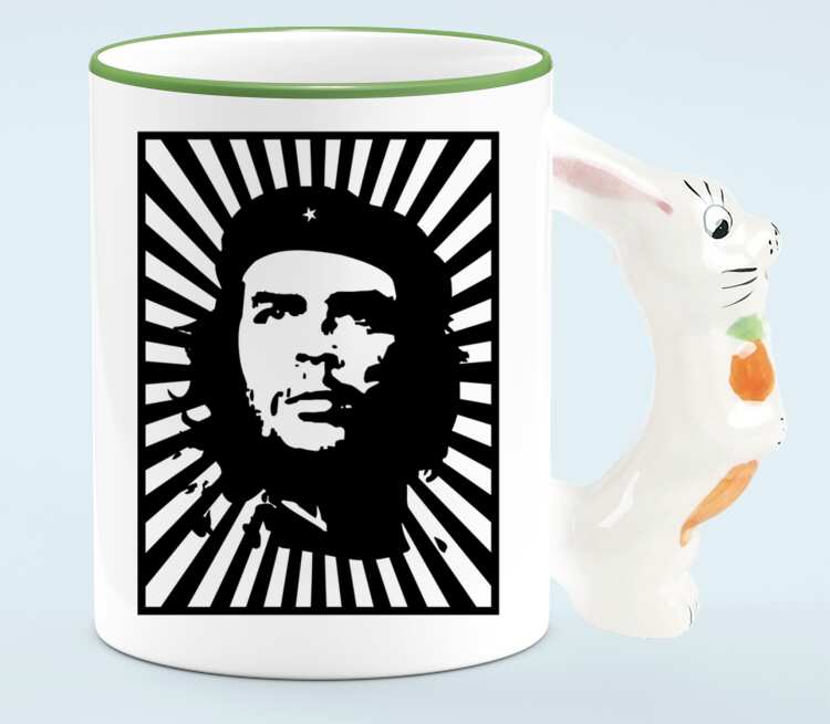 Che Guevara кружка с ручкой в виде зайца (цвет: белый + светло-зеленый)