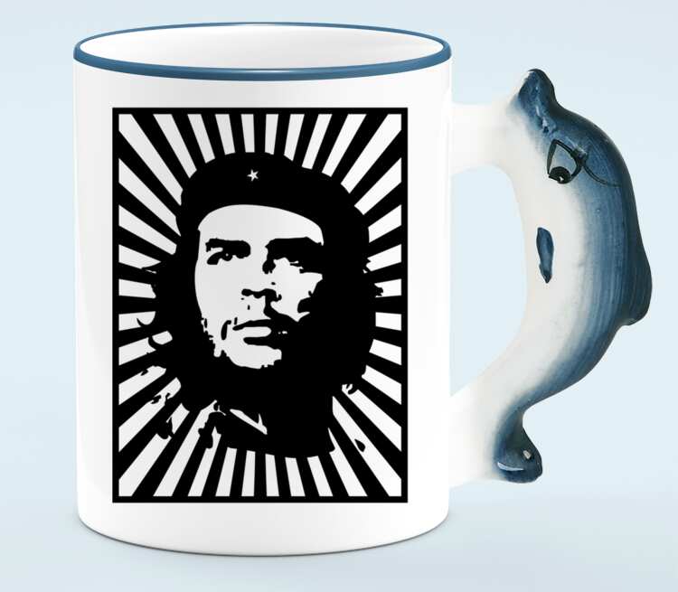 Che Guevara кружка с ручкой в виде дельфина (цвет: белый + синий)