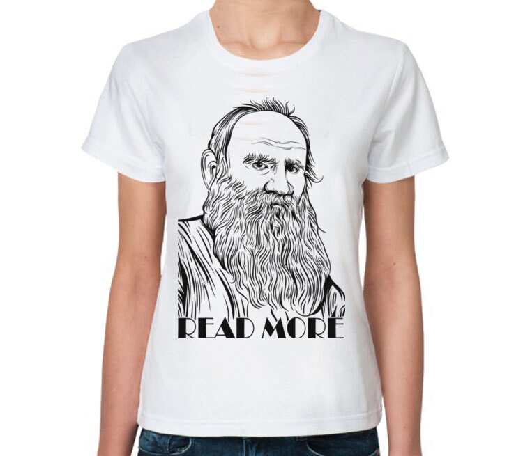 Лев Толстой read more женская футболка с коротким рукавом (цвет: белый)