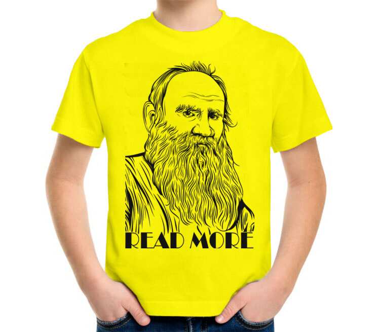 Лев Толстой read more детская футболка с коротким рукавом (цвет: лимон)