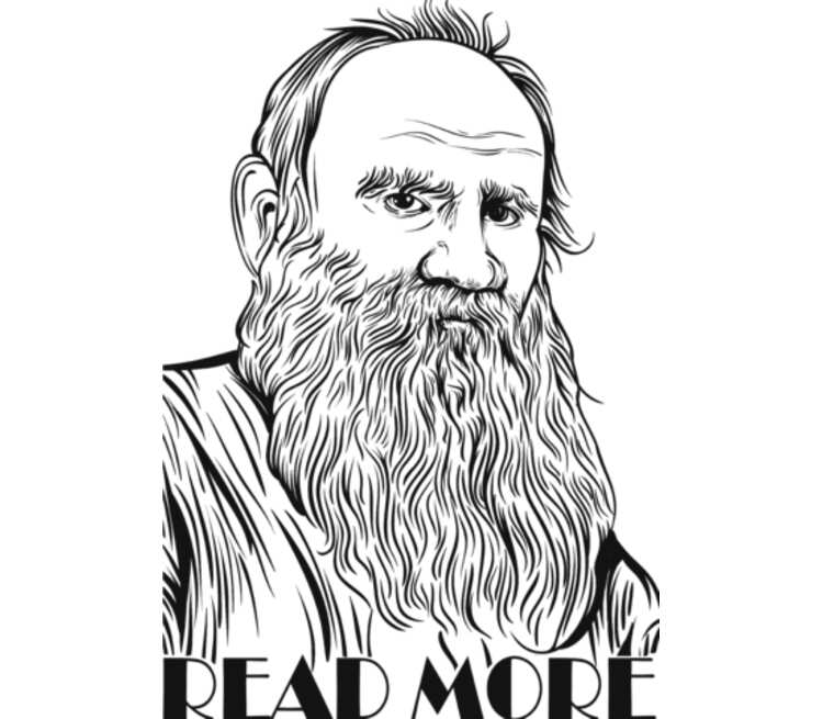 Лев Толстой read more мужская футболка с коротким рукавом (цвет: серебро)