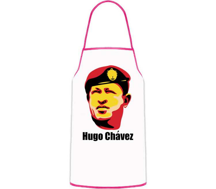 Уго Чавес кухонный фартук (цвет: белый + красный)