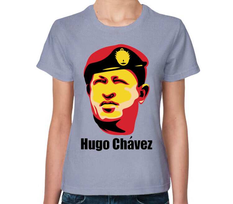 Уго Чавес женская футболка с коротким рукавом (цвет: голубой меланж)