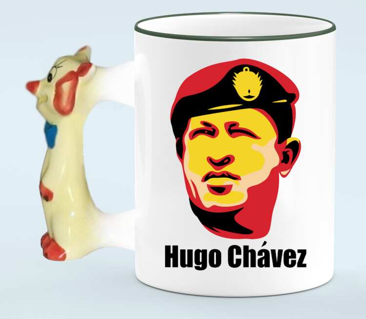 Уго Чавес кружка с ручкой в виде лисы (цвет: белый + зеленый)