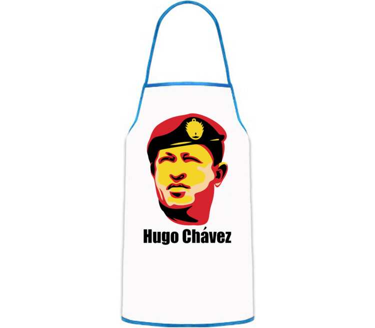 Уго Чавес кухонный фартук (цвет: белый + синий)
