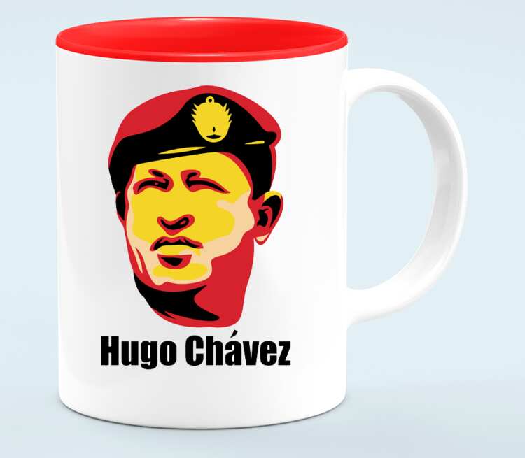 Уго Чавес кружка хамелеон двухцветная (цвет: белый + красный)