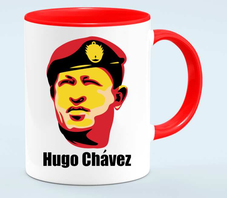 Уго Чавес кружка двухцветная (цвет: белый + красный)