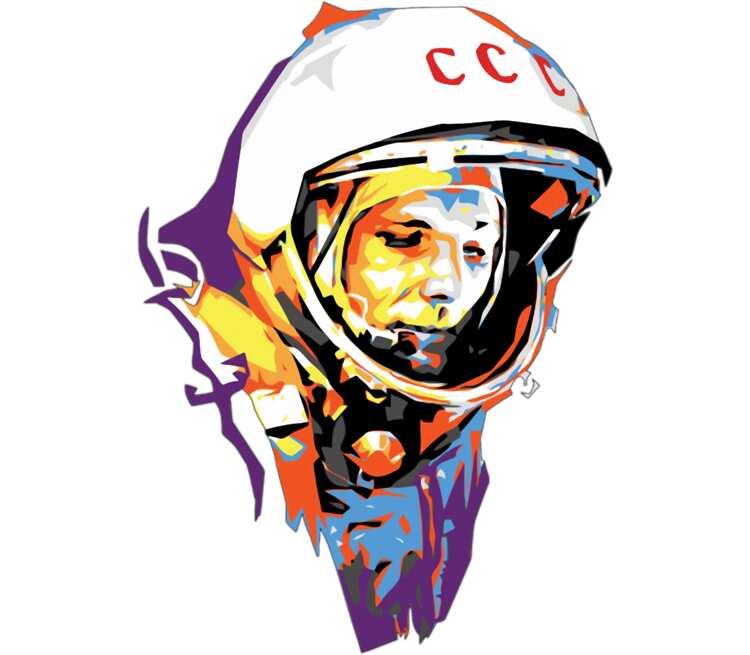 Юрий Гагарин СССР кружка с ложкой в ручке (цвет: белый + розовый)