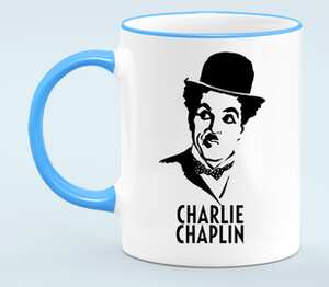 Чарли Чаплин кружка с кантом (цвет: белый + голубой)