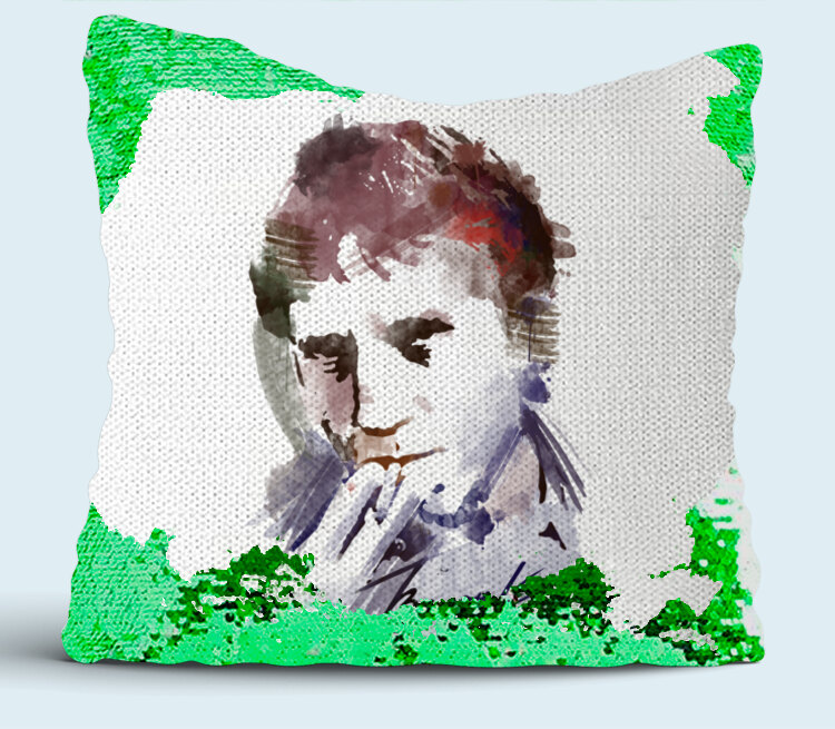 Владимир Высoцкий подушка с пайетками (цвет: белый + зеленый)