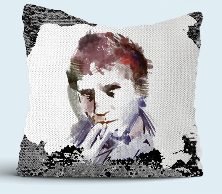 Владимир Высoцкий подушка с пайетками (цвет: белый + черный)