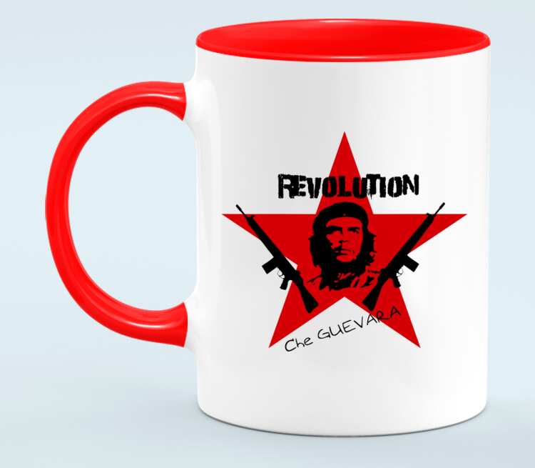 Revolution кружка двухцветная (цвет: белый + красный)