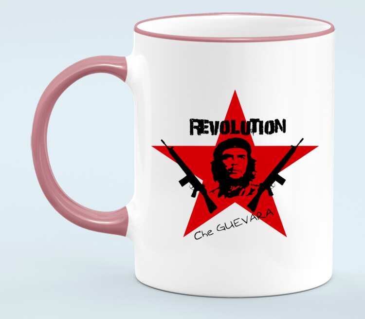 Revolution кружка с кантом (цвет: белый + розовый)