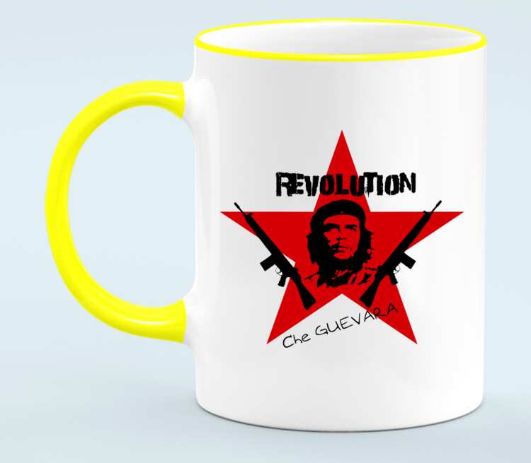 Revolution кружка с кантом (цвет: белый + желтый)