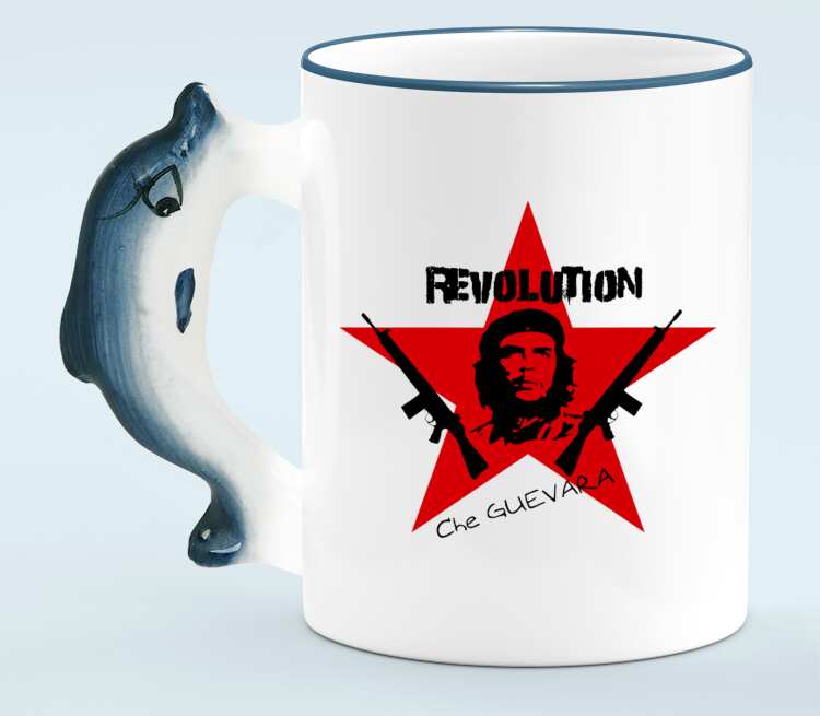 Revolution кружка с ручкой в виде дельфина (цвет: белый + синий)